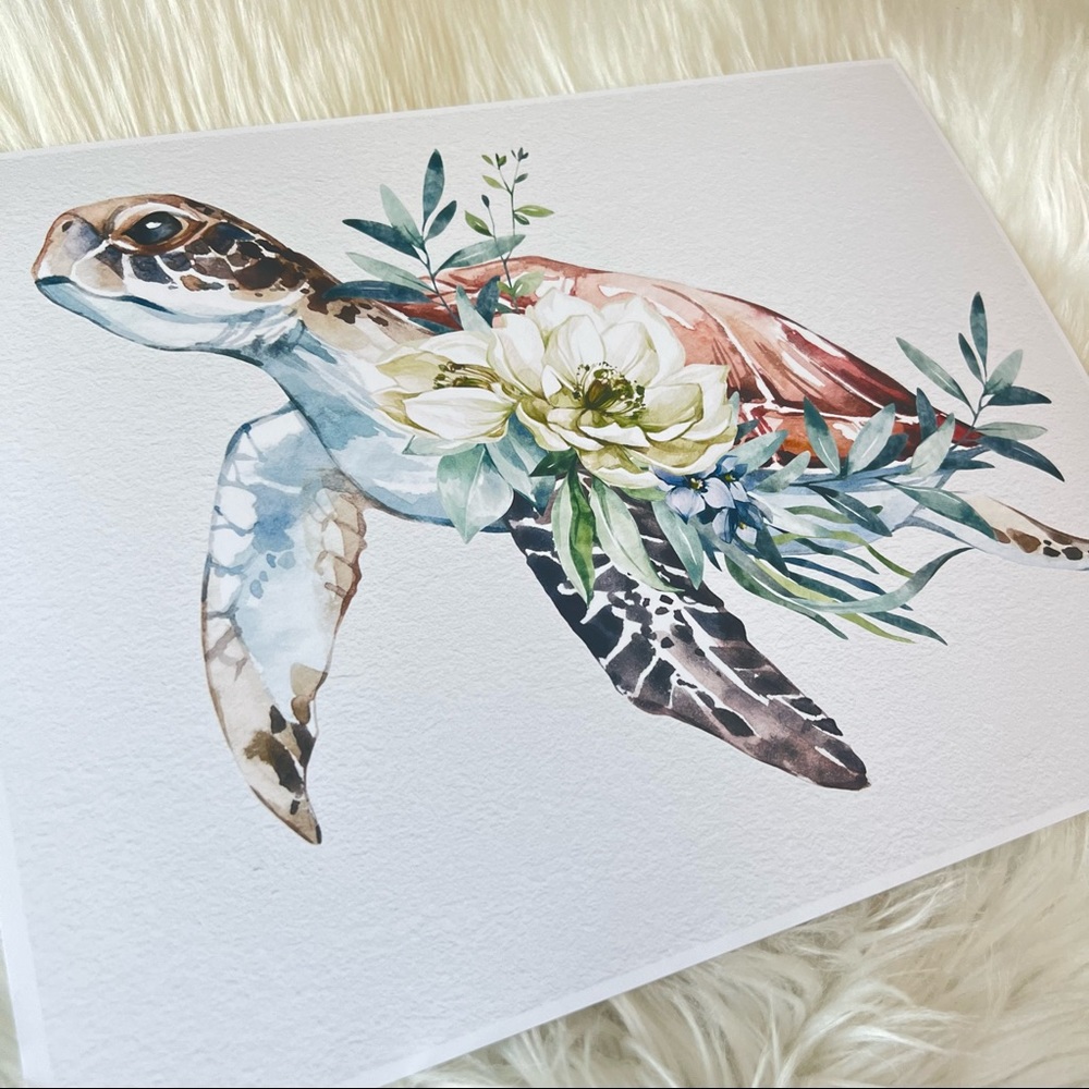 Wall Art Watercolor Sea Turtle Print Poster Unframed - Picture 11 of 15